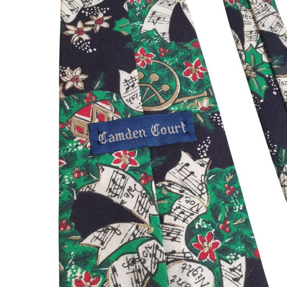 Camden Court Christmas Holiday Necktie With Musical Notes & Ornaments - Picture 4 of 5